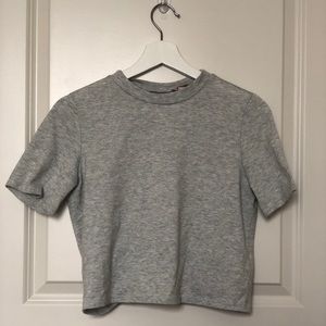 Gray Mock Neck Crop Top